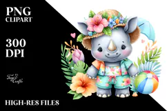 Cute Baby Rhino ready for Summer PNG Product Image 2