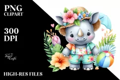 Cute Baby Rhino ready for Summer PNG Product Image 1