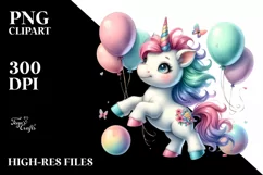 Dancing Baby Unicorn with Balloons | Clipart Product Image 3