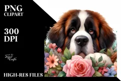 Funny Saint Bernard Watercolor Clipart Product Image 1