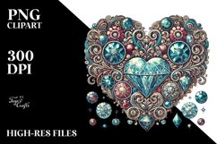 Vintage Diamond Heart PNG Product Image 2