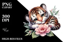 Cute Baby Tiger with Big Eyes Digital PNG Product Image 2