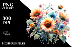 Colorful Sunflower Watercolor Washed Product Image 2