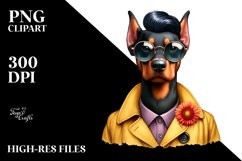 Confused Doberman Pinscher Caricature-Like with Raincoat Product Image 1