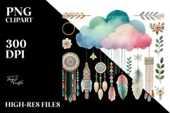 Boho Cloud Watercolor PNG Product Image 2