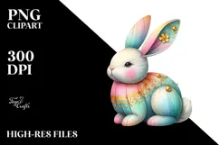 Colorful Bunny Wood PNG Product Image 2