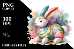 Colorful Bunny Wood PNG Product Image 2