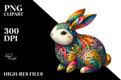 Colorful Bunny Wood PNG Product Image 2