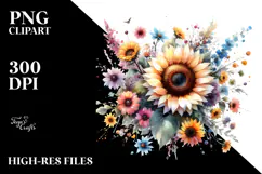 Colorful Sunflower Watercolor Washed Product Image 2