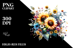 Colorful Sunflower Watercolor Washed Product Image 2