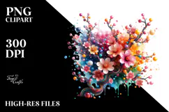 Colorful Cherry Blossom PNG Product Image 2