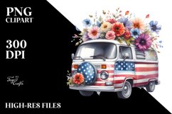 Van Flower USA Flag Sublimation Clipart Product Image 3