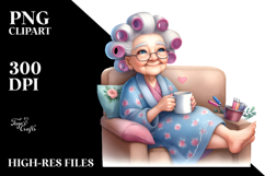 Watercolor Lady Couch Hair Curlers Mug Product Image 2