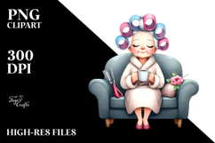 Watercolor Lady Couch Hair Curlers Mug Product Image 2