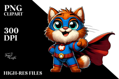 Cartoony Cat with Superhero Cape PNG Product Image 2