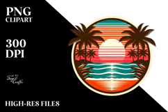 Retro Tropical Beach Sunset PNG Product Image 2
