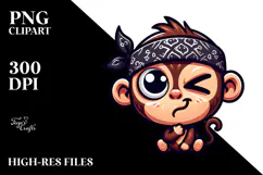 Ridiculously Cute Cartoon Monkey, PNG Product Image 2