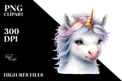 Detailed Baby Unicorn Watercolor PNG Product Image 2