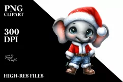 Confused Elephant in Santa Suit | Summer Clipart Product Image 1