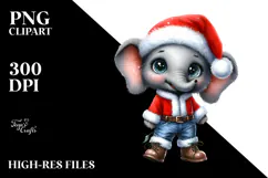 Confused Elephant in Santa Suit | Summer Clipart Product Image 2