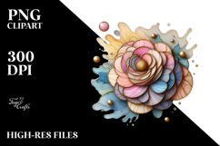 Small Stained Ranunculus Frame PNG Product Image 2