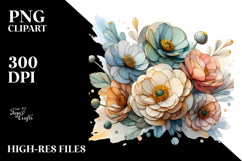 Small Stained Ranunculus Frame PNG Product Image 2