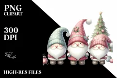 Santa Cute Gnomes Digital Painting PNG Product Image 3