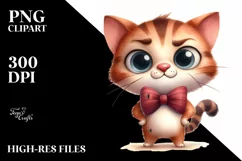 Watercolor Funny Baby Cat Standing | Clipart Product Image 1