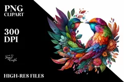 Abstract Vibrant Bird with Plant Leaves PNG Product Image 3
