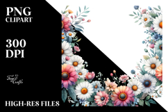 Colorful Daisy Watercolor Floral Frame Product Image 2