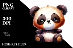 Colorful Plush Panda Watercolor | Clipart Product Image 3