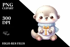 Winter Lion Baby Watercolor PNG Product Image 3