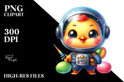 Baby Chicken with Astronaut Suit and Jellybean Jar PNG Product Image 2