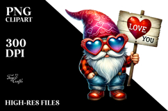 Detailed Valentines Gnome with Heart Sunglasses PNG Product Image 2
