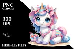 Colorful Baby Unicorn Beachwear | Sublimation | Clipart Product Image 3