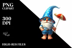Summer Gnome with Azzure Accents on the Beach | Sublimation Product Image 1