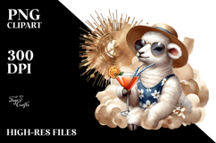 Watercolor Lamb with Beachwear Cocktail PNG Product Image 2