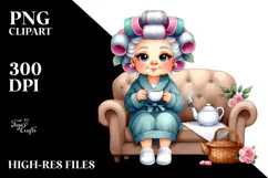Watercolor Character Tea Cup Sofa Hair Curlers Product Image 2