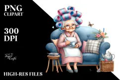 Watercolor Character Tea Cup Sofa Hair Curlers Product Image 2