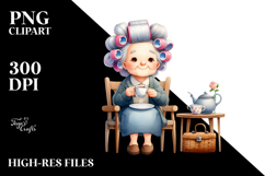 Watercolor Character Tea Cup Bench Hair Curlers Product Image 2