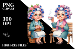 Watercolor Character Tea Cup Bench Hair Curlers Product Image 2