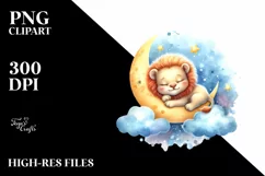 Colorful Baby Lion Moon | Sublimation | Clipart Product Image 1