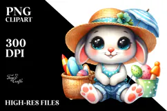 Cute Baby Rabbit in Summer Clothes Vibrant PNG Product Image 2