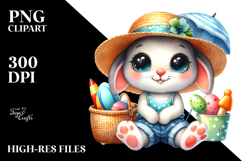 Cute Baby Rabbit in Summer Clothes Vibrant PNG Product Image 2
