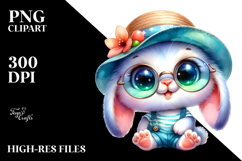 Cute Baby Rabbit in Summer Clothes Vibrant PNG Product Image 2