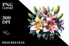 Vibrant Lily Bouquet | Sublimation | Clipart Product Image 1