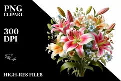 Vibrant Lily Bouquet | Sublimation | Clipart Product Image 3