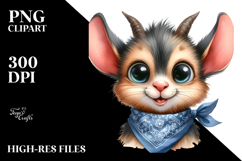 Funny Baby Mouse Goat with Bandana PNG Product Image 2