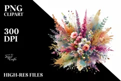 Colorful Bouquet Gold Foil | Sublimation Clipart Product Image 1
