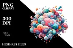 Colorful Cloud Watercolor Pastell Clipart Product Image 3
